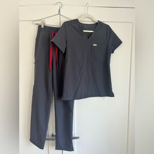 FIGS High Waisted Yola Skinny Scrub Pant & Catarina One Pocket Scrub Top in XS